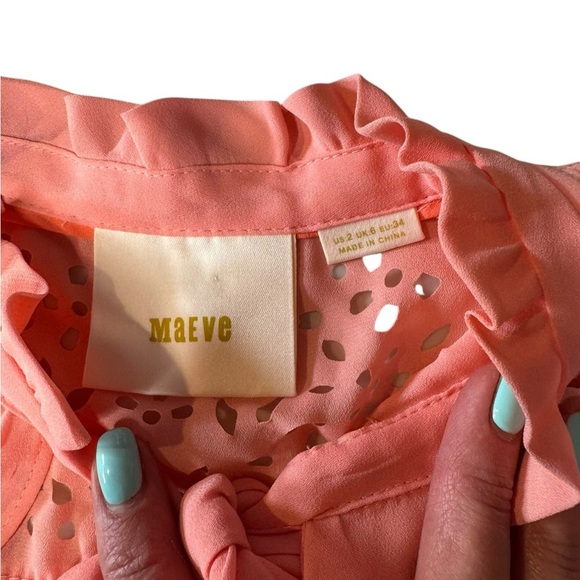 Maeve Pink Sleeveless Blouse with Laser Cut Detail | Size 2 Preppy ViscoGirl E12 - Picture 8 of 8